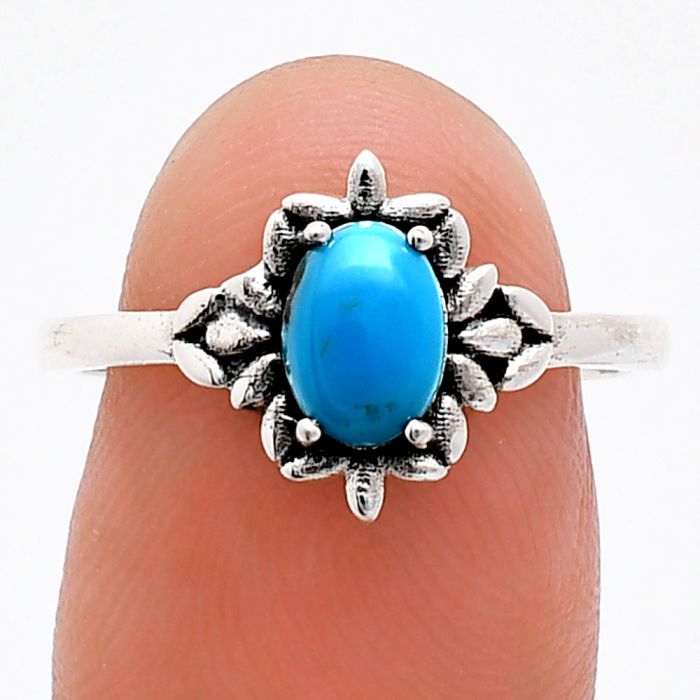 Sleeping Beauty Turquoise Ring size-8 EXR03441 R-1721, 7x5 mm