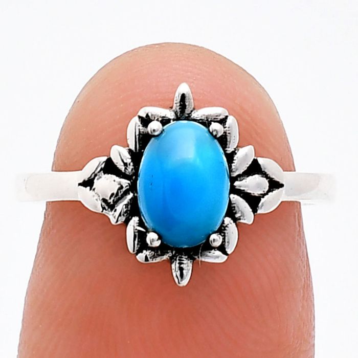 Sleeping Beauty Turquoise Ring size-6 EXR03442 R-1721, 7x5 mm