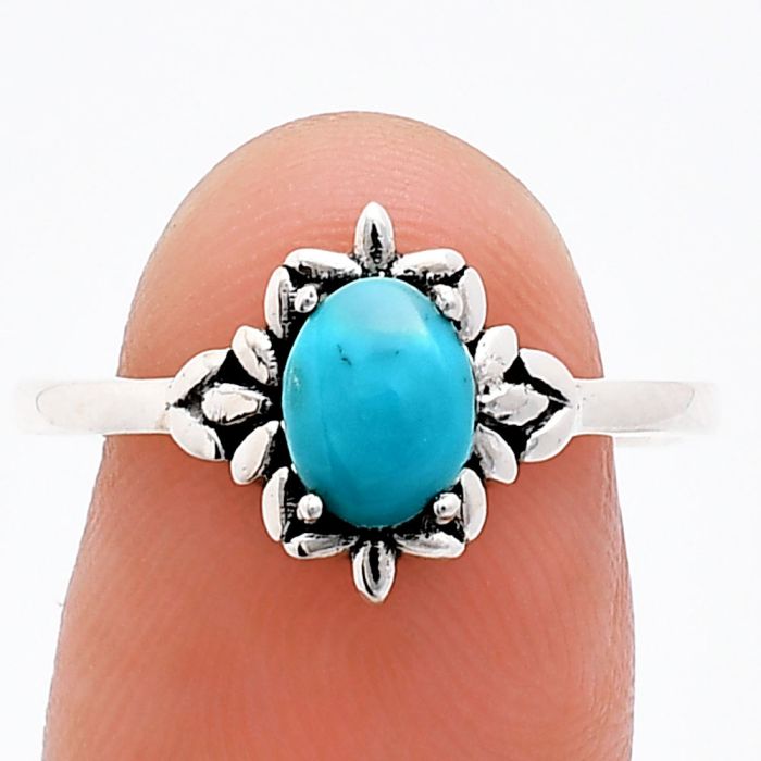 Sleeping Beauty Turquoise Ring size-9 EXR03444 R-1721, 7x5 mm