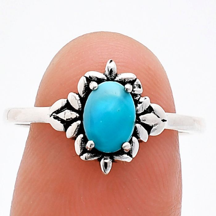 Sleeping Beauty Turquoise Ring size-9 EXR03446 R-1721, 7x5 mm