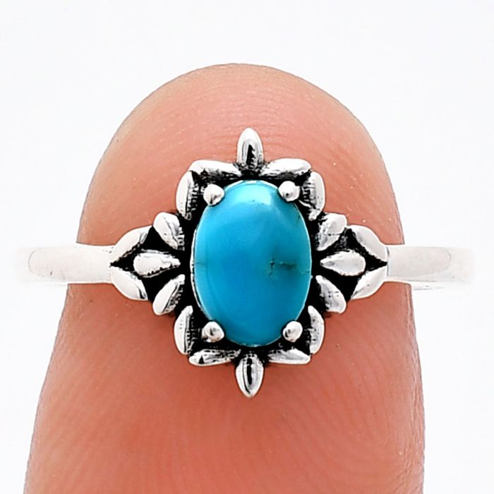 Sleeping Beauty Turquoise Ring size-8 EXR03448 R-1721, 7x5 mm