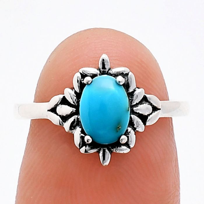 Sleeping Beauty Turquoise Ring size-6 EXR03449 R-1721, 7x5 mm