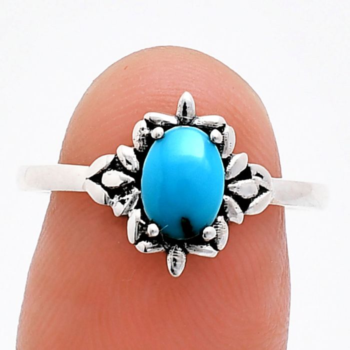 Sleeping Beauty Turquoise Ring size-8 EXR03450 R-1721, 7x5 mm