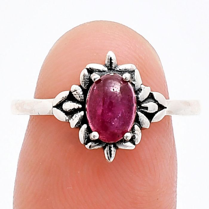 Ruby Glassfield Ring size-8 EXR03453 R-1721, 7x5 mm