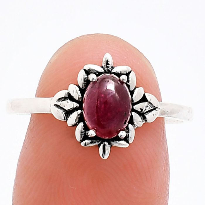 Ruby Glassfield Ring size-9 EXR03455 R-1721, 7x5 mm