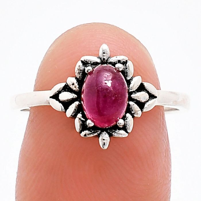 Ruby Glassfield Ring size-8 EXR03459 R-1721, 7x5 mm