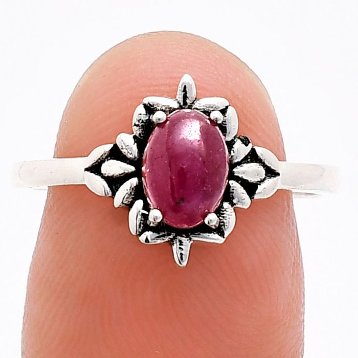 Ruby Glassfield Ring size-8 EXR03475 R-1721, 7x5 mm