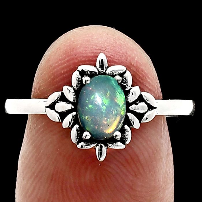 Ethiopian Opal Ring size-9 EXR03532 R-1721, 7x5 mm