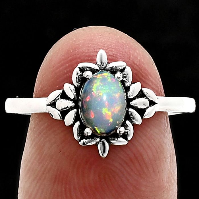 Ethiopian Opal Ring size-9 EXR03534 R-1721, 7x5 mm