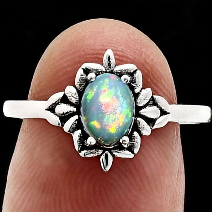 Ethiopian Opal Ring size-8 EXR03535 R-1721, 7x5 mm