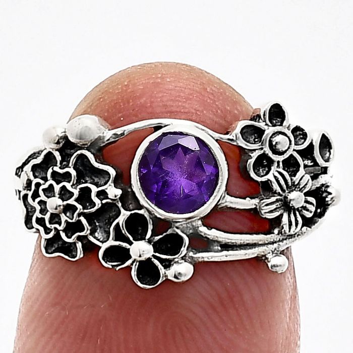 African Amethyst Ring size-9 EXR03544 R-1041, 5x5 mm