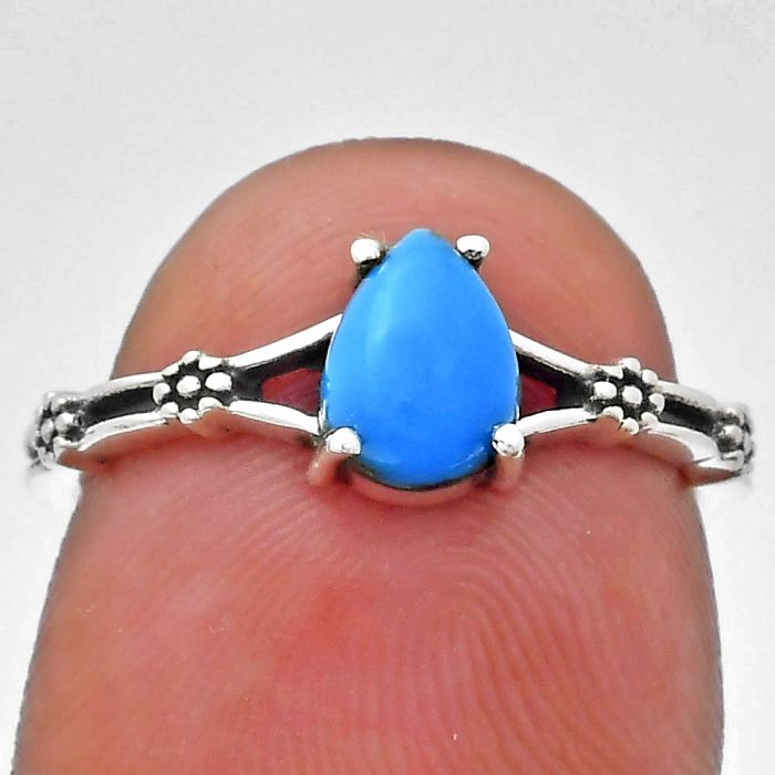 Sleeping Beauty Turquoise Ring size-6 EXR03658 R-1720, 7x5 mm