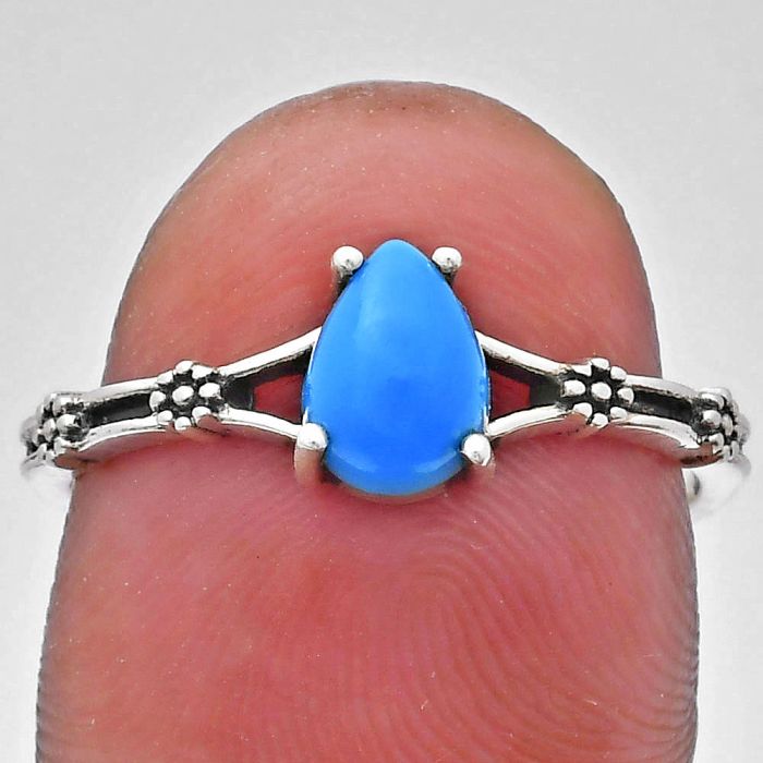 Sleeping Beauty Turquoise Ring size-8 EXR03665 R-1720, 7x5 mm