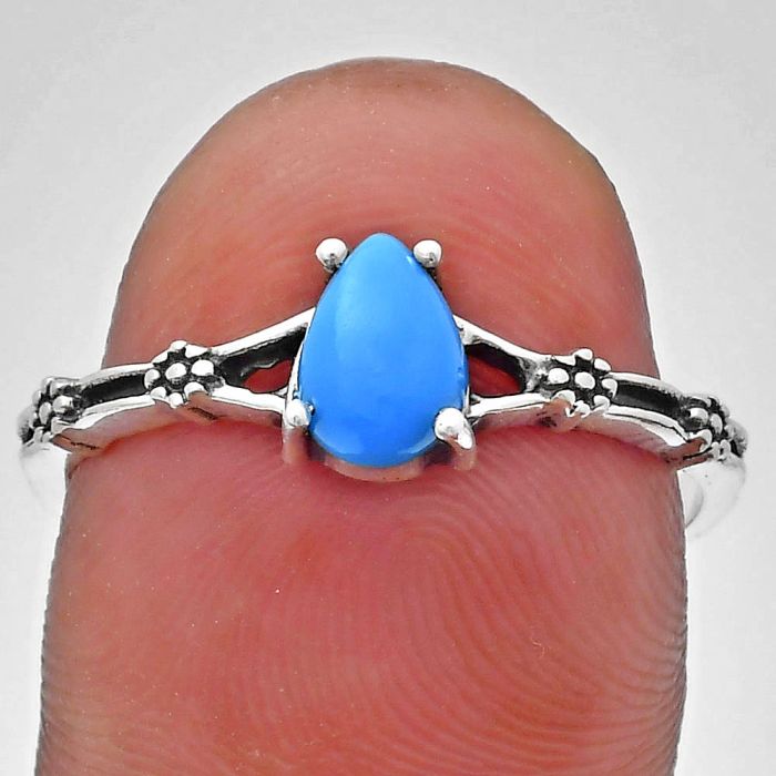 Sleeping Beauty Turquoise Ring size-9 EXR03668 R-1720, 7x5 mm