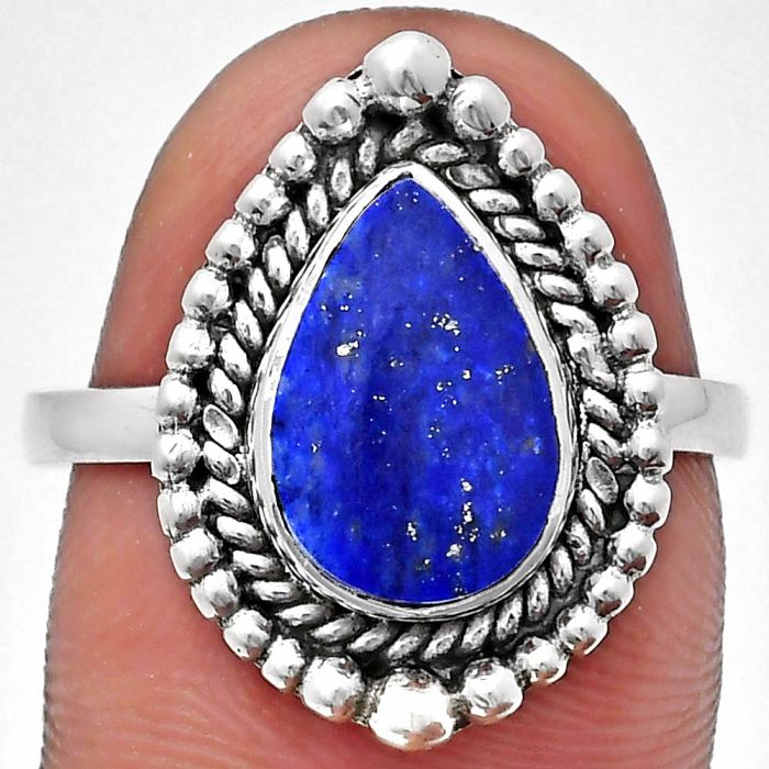 Lapis Lazuli Ring size-8.5 EXR03671 R-1154, 8x12 mm