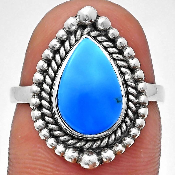 Sleeping Beauty Turquoise Ring size-7 EXR03674 R-1154, 8x12 mm