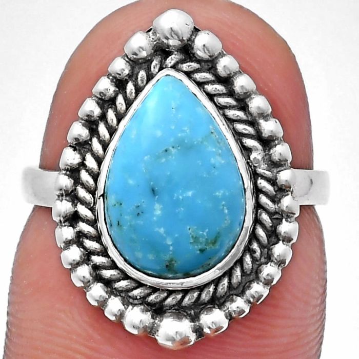 Natural Rare Turquoise Nevada Aztec Mt Ring size-6 EXR03675 R-1154, 8x12 mm