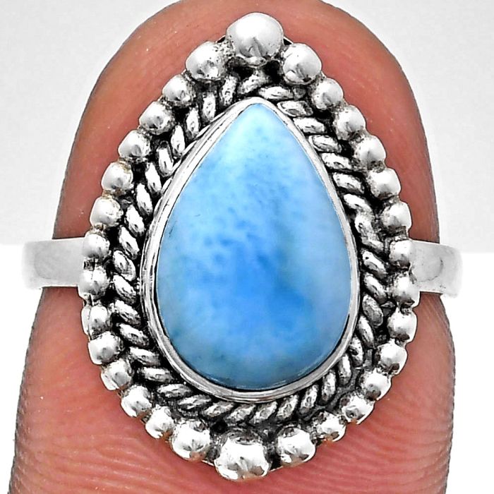 Larimar (Dominican Republic) Ring size-7 EXR03677 R-1154, 8x12 mm