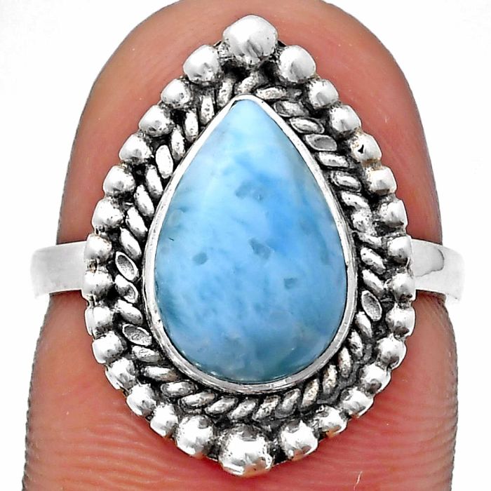 Larimar (Dominican Republic) Ring size-7 EXR03678 R-1154, 8x12 mm