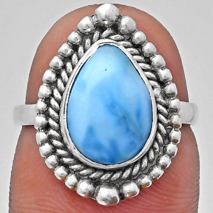 Larimar (Dominican Republic) Ring size-6 EXR03679 R-1154, 8x12 mm