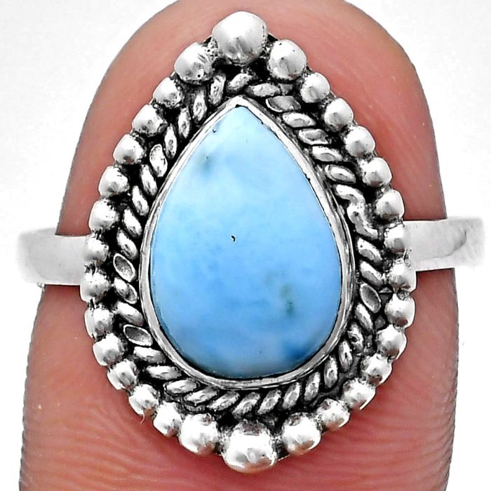 Larimar (Dominican Republic) Ring size-8.5 EXR03682 R-1154, 8x12 mm