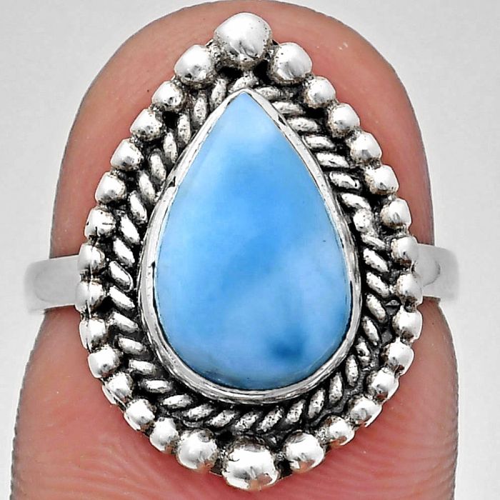 Larimar (Dominican Republic) Ring size-6 EXR03684 R-1154, 8x12 mm