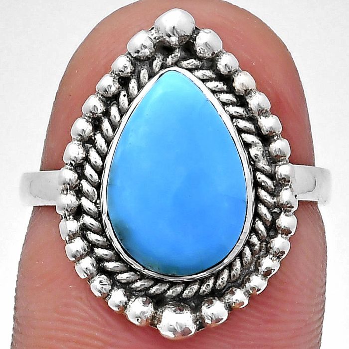 Sleeping Beauty Turquoise Ring size-7 EXR03688 R-1154, 8x12 mm