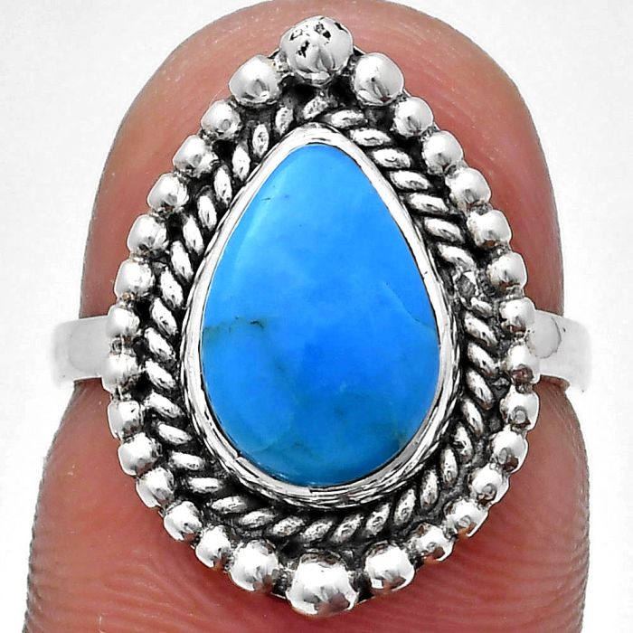 Sleeping Beauty Turquoise Ring size-6 EXR03693 R-1154, 8x12 mm