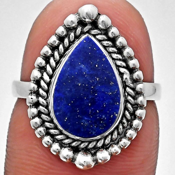 Lapis Lazuli Ring size-7 EXR03694 R-1154, 8x12 mm