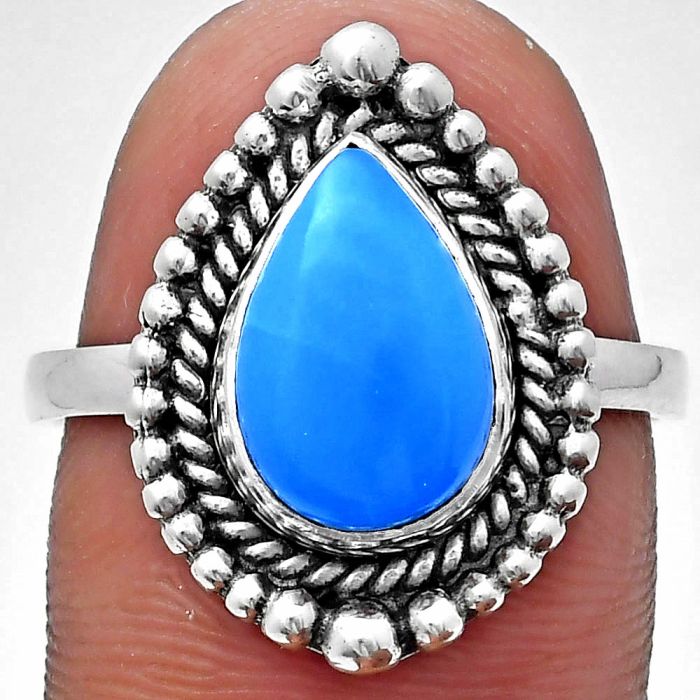 Sleeping Beauty Turquoise Ring size-9 EXR03695 R-1154, 8x12 mm