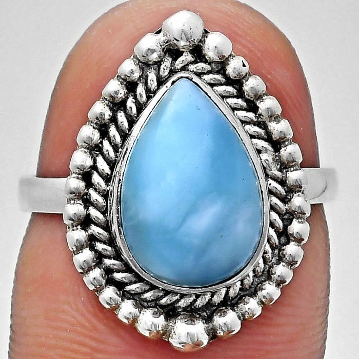 Larimar (Dominican Republic) Ring size-7 EXR03696 R-1154, 8x12 mm