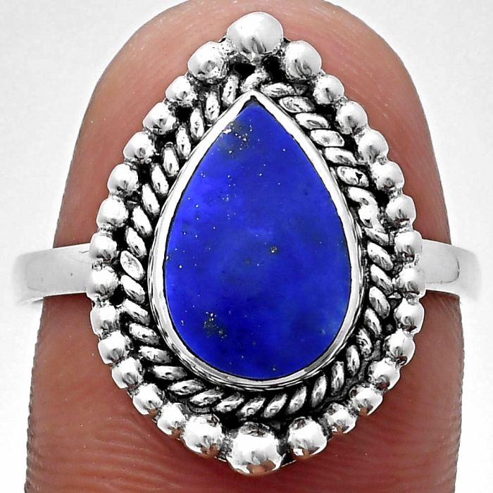 Lapis Lazuli Ring size-8.5 EXR03699 R-1154, 8x12 mm