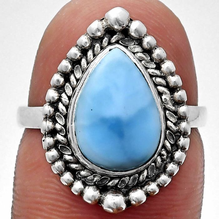 Larimar (Dominican Republic) Ring size-6 EXR03704 R-1154, 8x12 mm