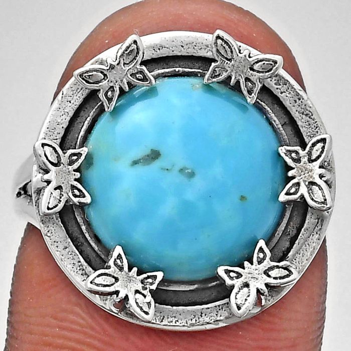 Natural Rare Turquoise Nevada Aztec Mt Ring size-7 EXR03724 R-1716, 12x12 mm