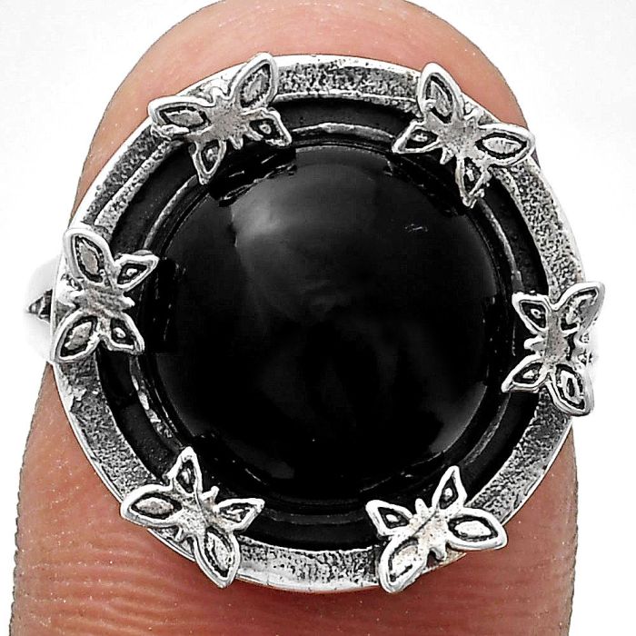 Black Onyx Ring size-9.5 EXR03726 R-1716, 12x12 mm