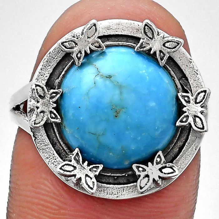 Natural Rare Turquoise Nevada Aztec Mt Ring size-8 EXR03729 R-1716, 12x12 mm