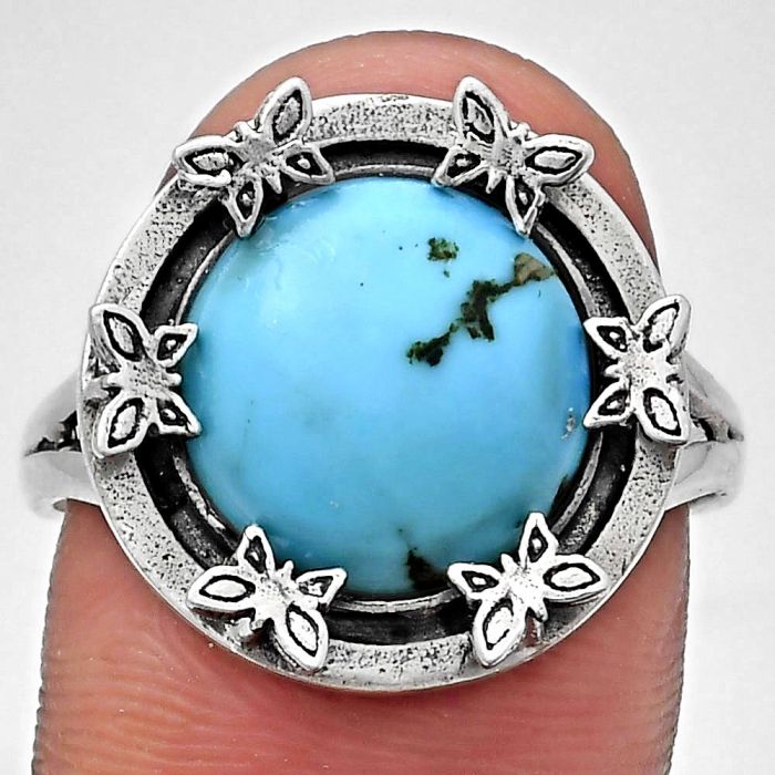 Natural Rare Turquoise Nevada Aztec Mt Ring size-9.5 EXR03732 R-1716, 12x12 mm