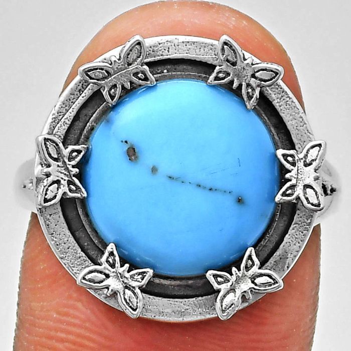 Natural Turquoise Morenci Mine Ring size-8.5 EXR03748 R-1716, 12x12 mm