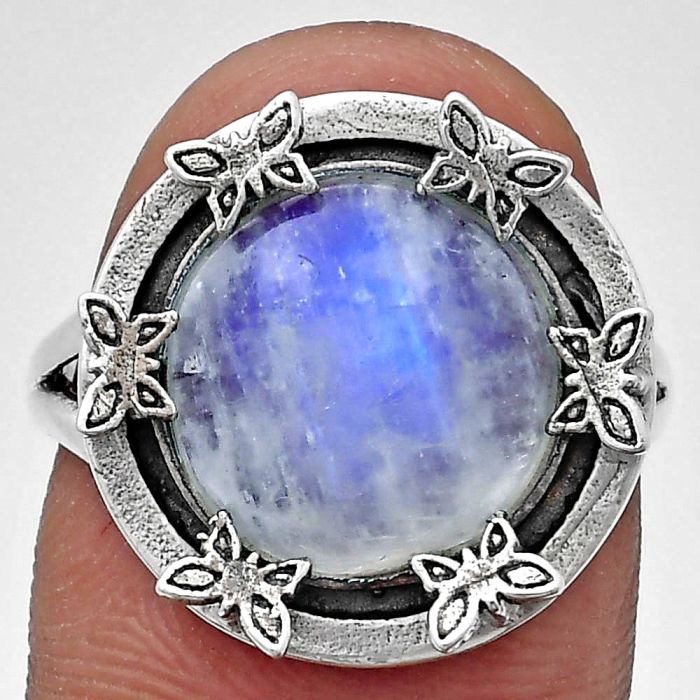 Rainbow Moonstone Ring size-8 EXR03754 R-1716, 12x12 mm