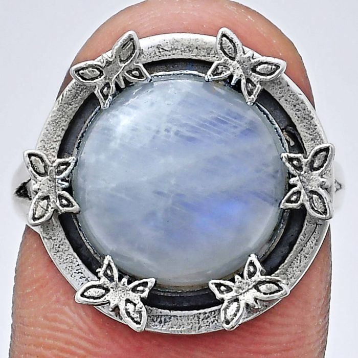 Rainbow Moonstone Ring size-8 EXR03756 R-1716, 12x12 mm