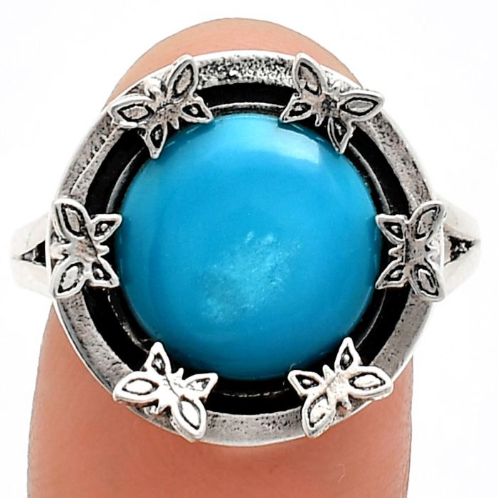 Natural Rare Turquoise Nevada Aztec Mt Ring size-9.5 EXR03758 R-1716, 12x12 mm