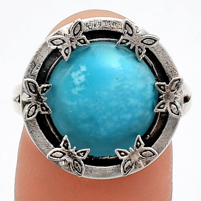 Natural Rare Turquoise Nevada Aztec Mt Ring size-8 EXR03765 R-1716, 12x12 mm