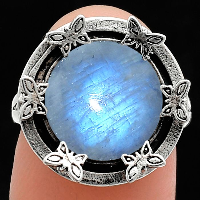 Rainbow Moonstone Ring size-7 EXR03787 R-1716, 12x12 mm