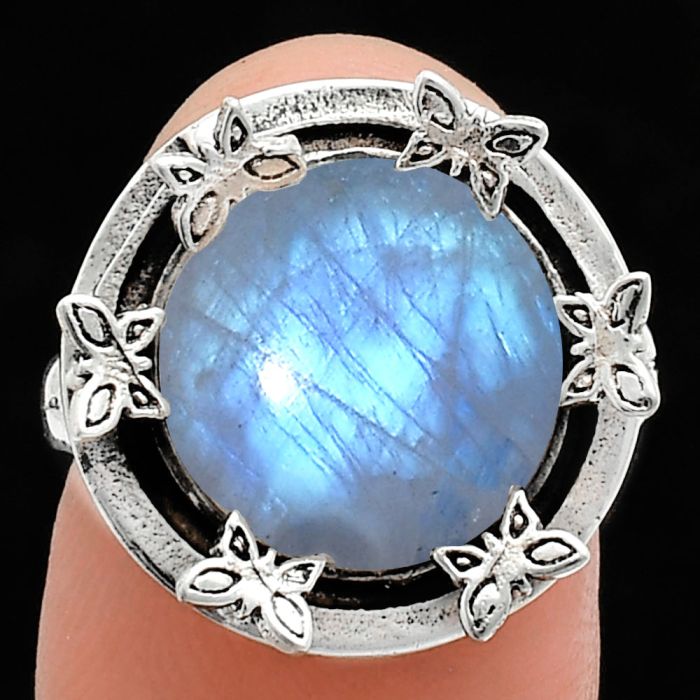 Rainbow Moonstone Ring size-7 EXR03789 R-1716, 12x12 mm