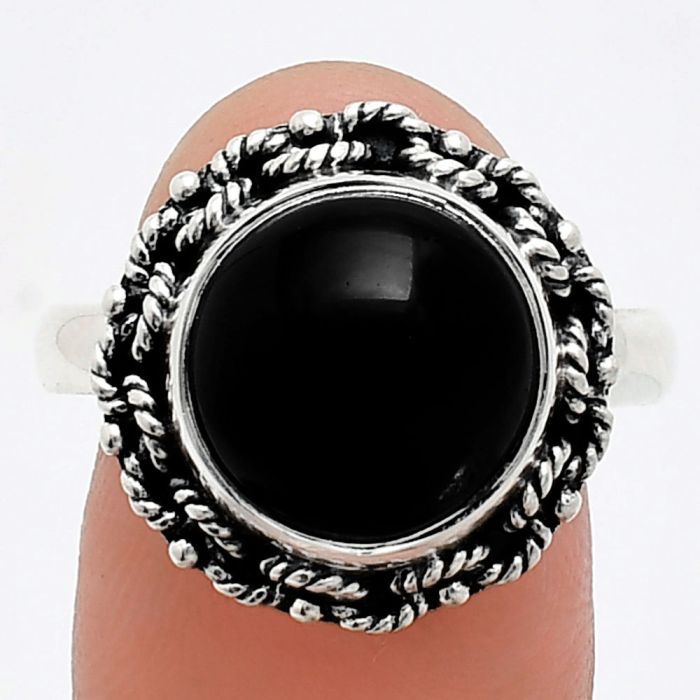 Black Onyx Ring size-8 EXR03793 R-1266, 12x12 mm