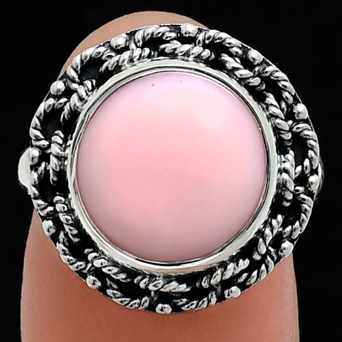 Pink Opal Ring size-8 EXR03808 R-1266, 12x12 mm