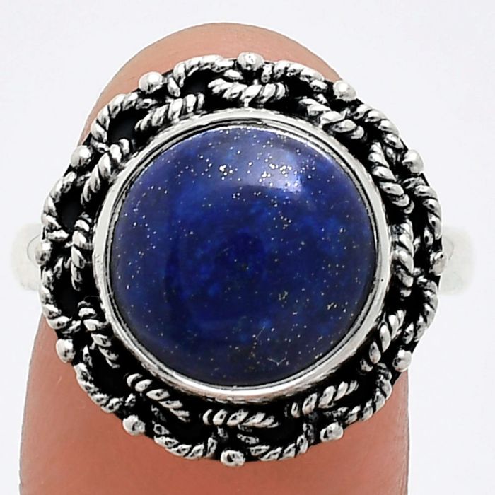 Lapis Lazuli Ring size-8.5 EXR03825 R-1266, 12x12 mm