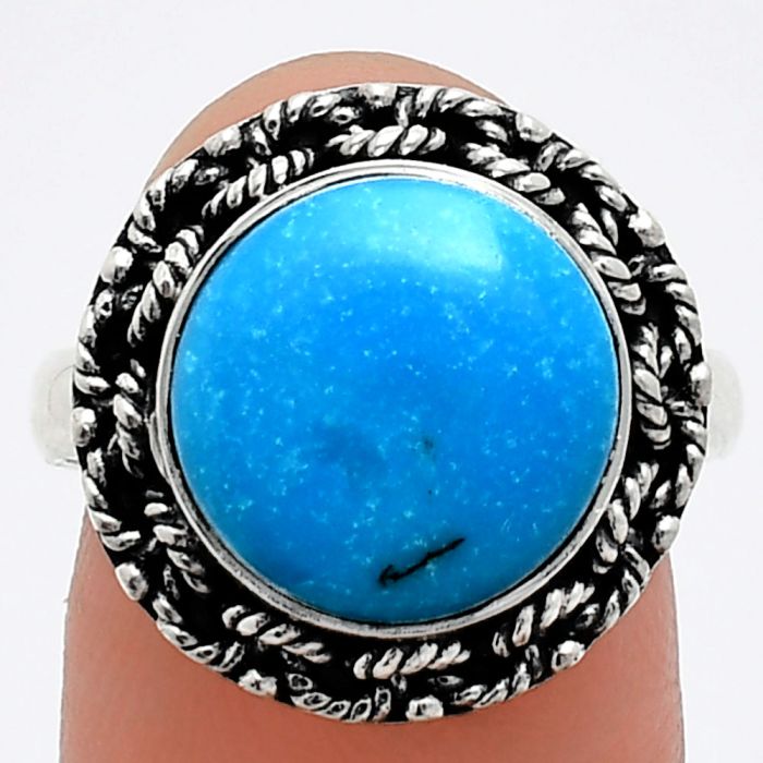 Sleeping Beauty Turquoise Ring size-8 EXR03827 R-1266, 12x12 mm