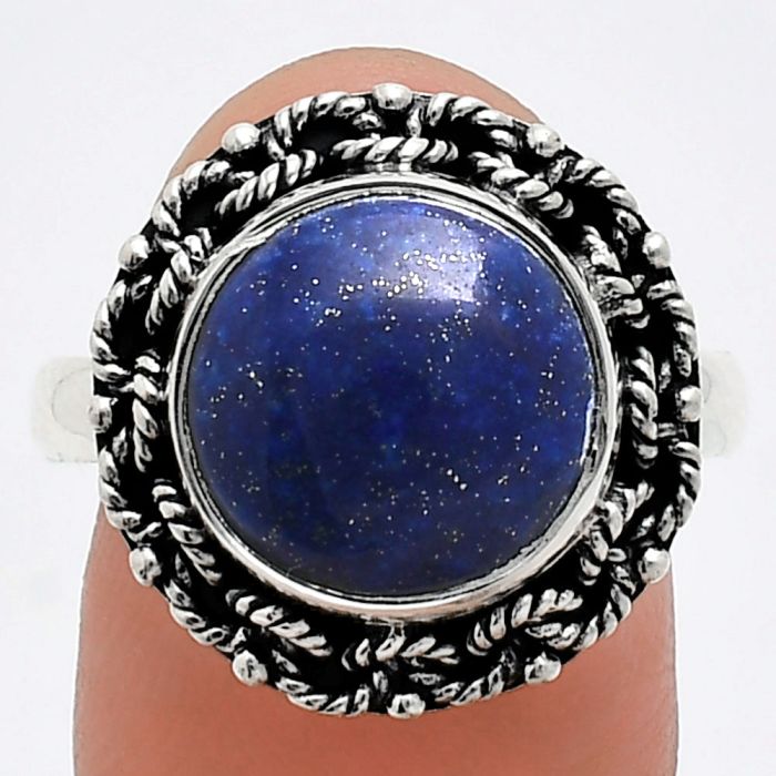 Lapis Lazuli Ring size-9.5 EXR03835 R-1266, 12x12 mm