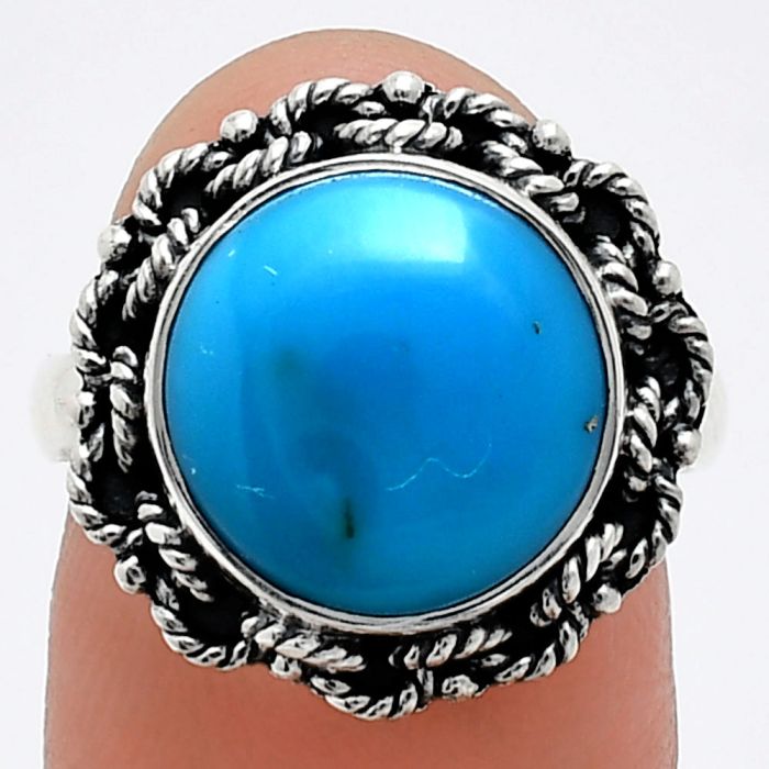 Sleeping Beauty Turquoise Ring size-7 EXR03838 R-1266, 12x12 mm